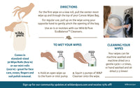 Directions to use Wild & Pure Dry Wipes label